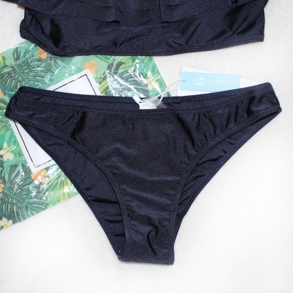 NWT Off Shoulder Navy Ruffled Cupshe Bikini - Picture 5 of 7
